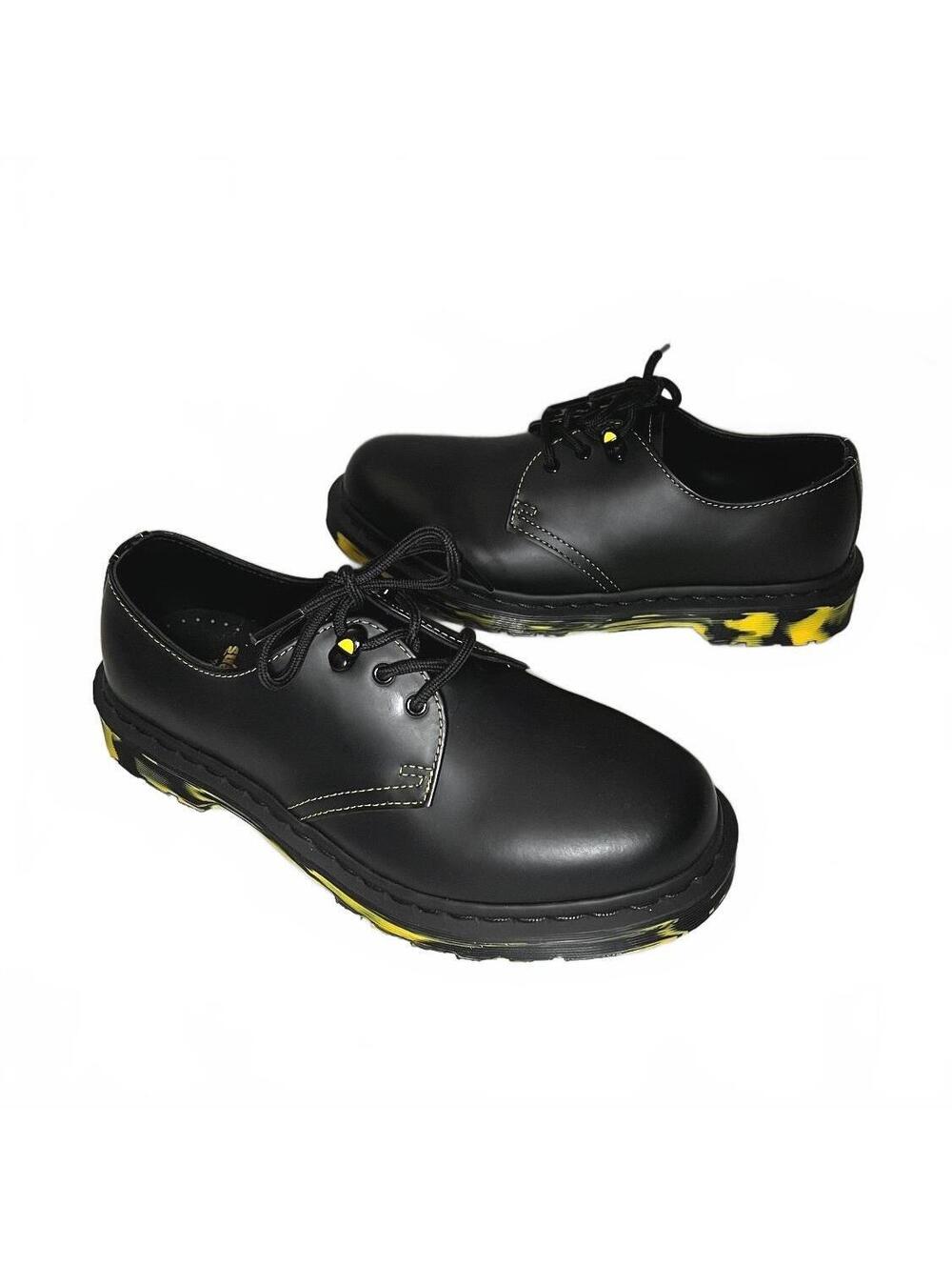 Dr. Martens 1461 Marbled Sole Oxford Shoes Black Yellow US 8